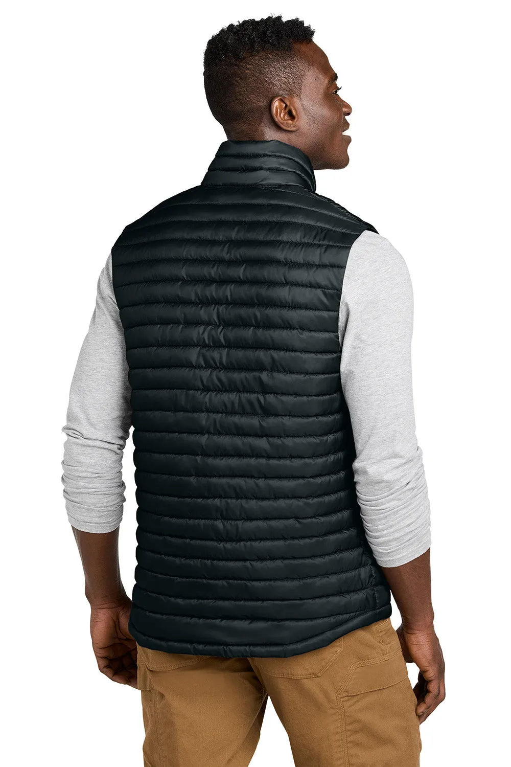 Eddie Bauer Mens Packable Quilted Water Resistant Full Zip Vest - Black