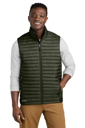 Eddie Bauer Mens Packable Quilted Water Resistant Full Zip Vest - Olive Green