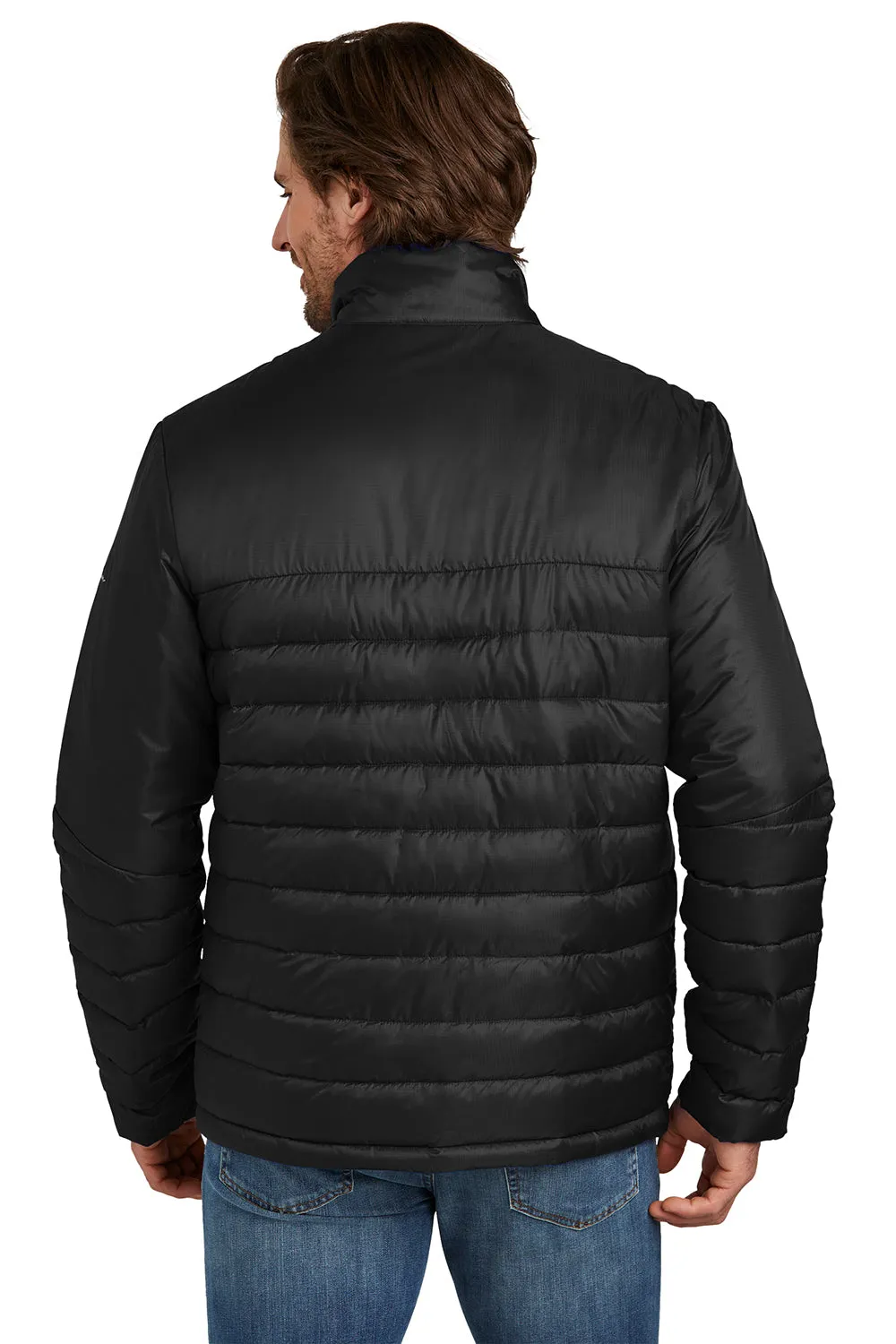 Eddie Bauer Mens Water Resistant Quilted Full Zip Jacket - Deep Black