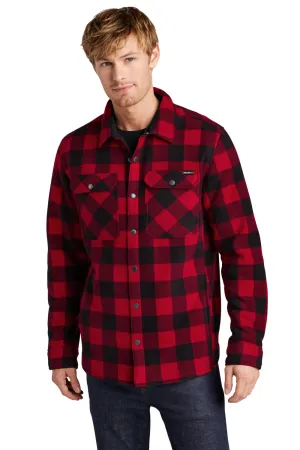 Eddie Bauer Mens Woodland Snap Front Shirt Jacket w/ Double Pockets - Radish Red/Black