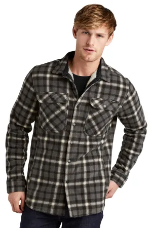Eddie Bauer Mens Woodland Snap Front Shirt Jacket w/ Double Pockets - Steel Grey/Bone