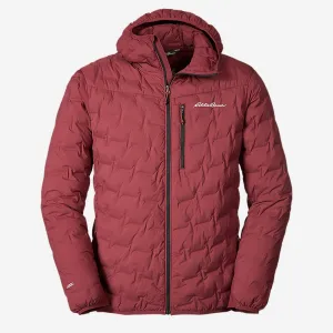 Eddie Bauer Reef Men's MicroTherm FreeFuse Stretch Down Hooded Puffer Jacket - Dusty Red Eddie Bauer
