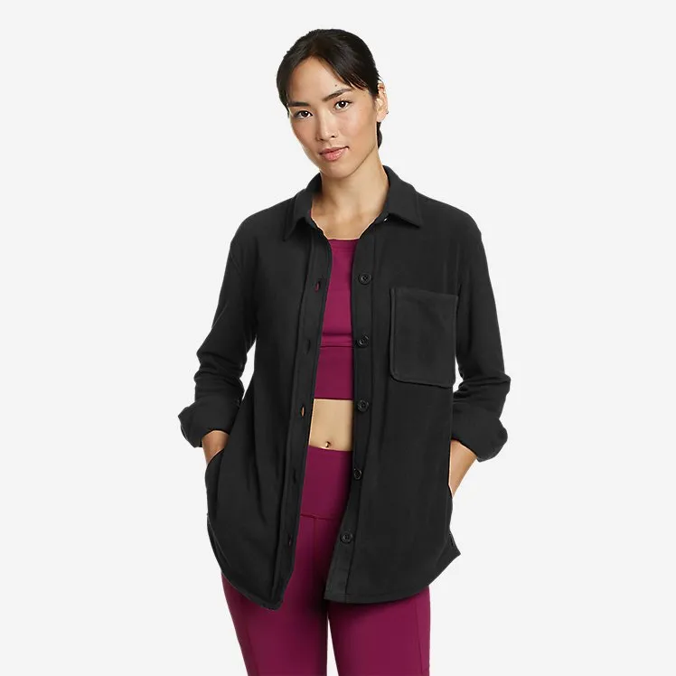 Eddie Bauer Women's Chutes Fleece Shirt Jacket - Black Eddie Bauer