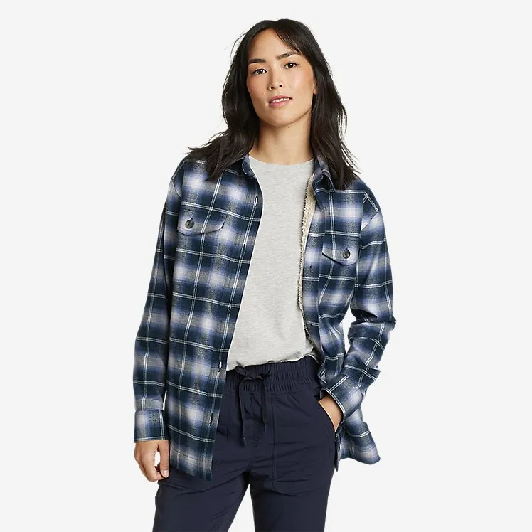 Eddie Bauer Women's Eddie's Fleece-Lined Shirt Jacket - Blue Eddie Bauer