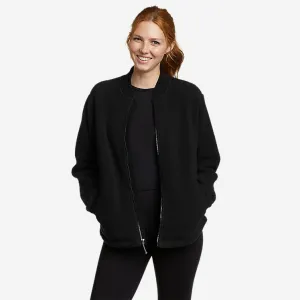Eddie Bauer Women's Glacier Breeze Fleece Bomber Jacket - Black Eddie Bauer
