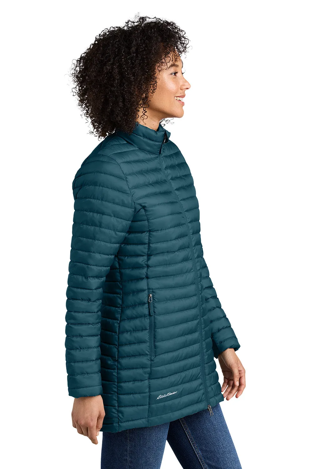 Eddie Bauer Womens Packable Quilted Water Resistant Full Zip Jacket - Adriatic Blue