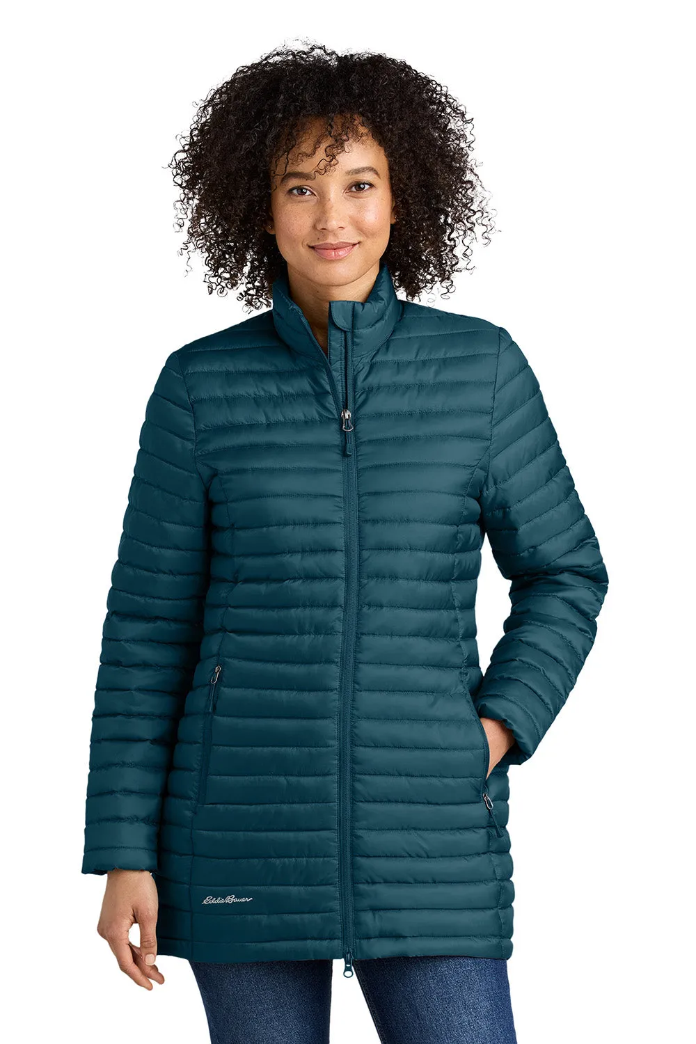 Eddie Bauer Womens Packable Quilted Water Resistant Full Zip Jacket - Adriatic Blue