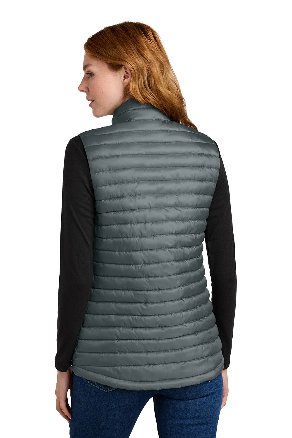 Eddie Bauer Womens Packable Quilted Water Resistant Full Zip Vest - Metal Grey