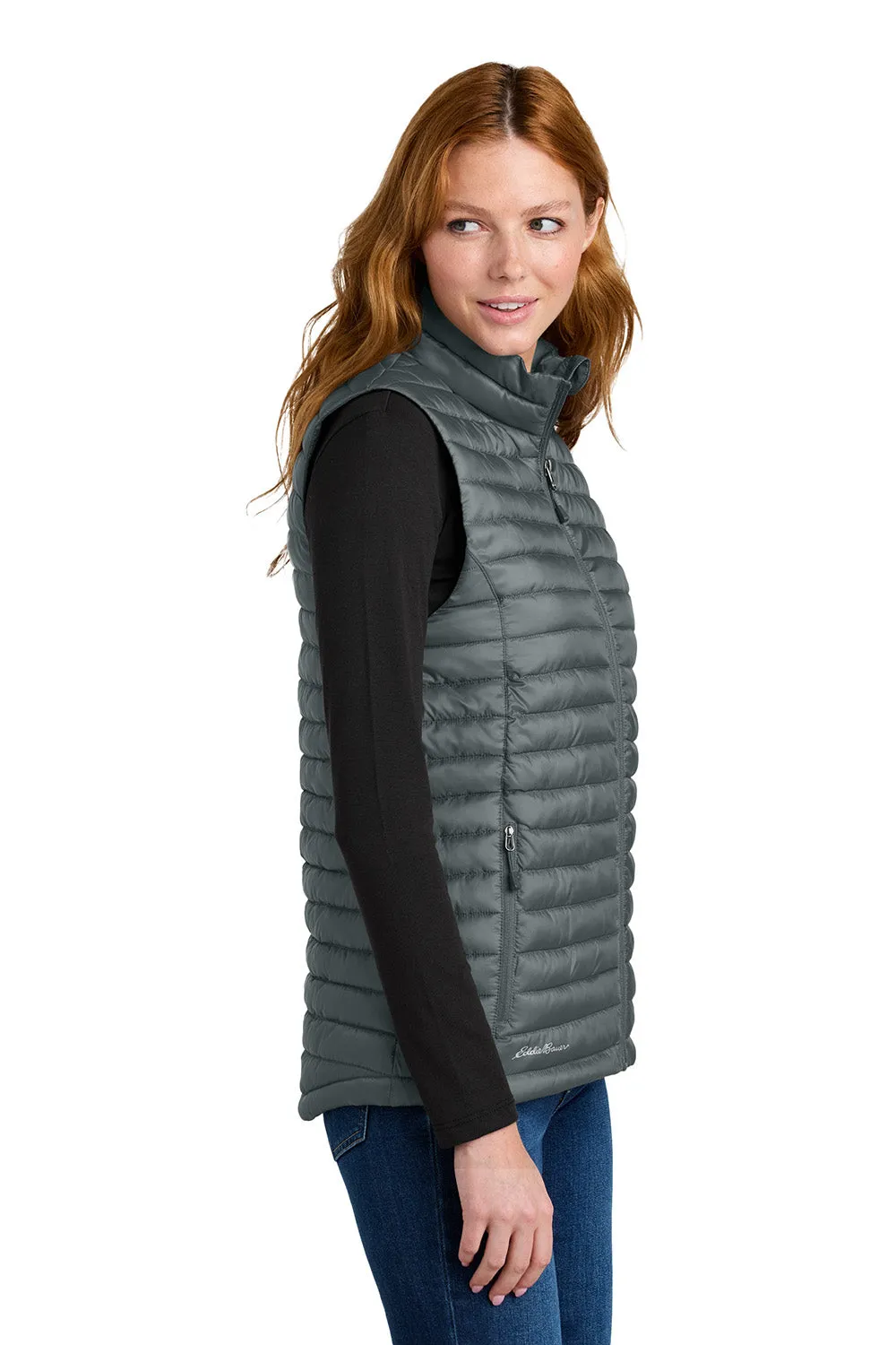 Eddie Bauer Womens Packable Quilted Water Resistant Full Zip Vest - Metal Grey