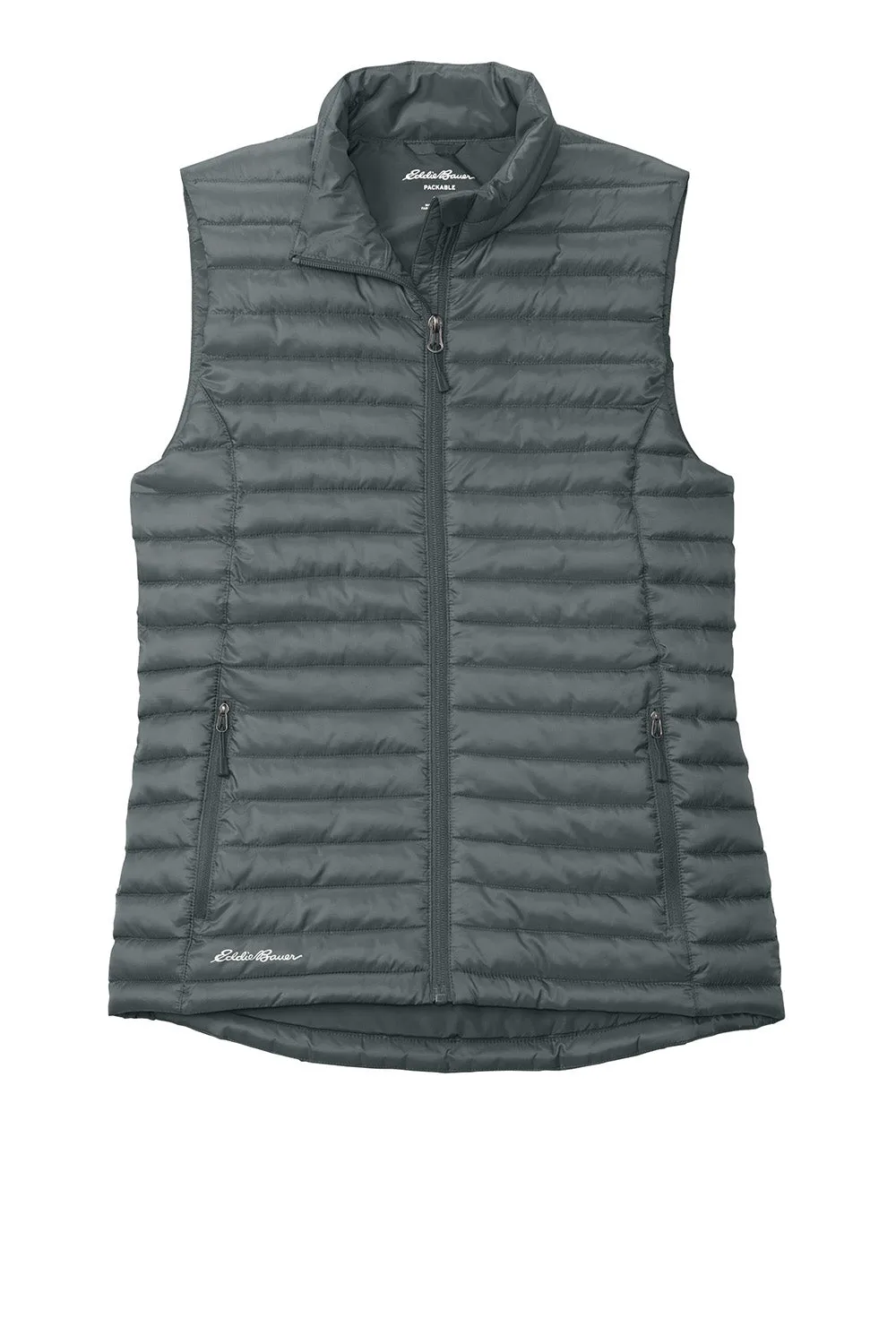 Eddie Bauer Womens Packable Quilted Water Resistant Full Zip Vest - Metal Grey