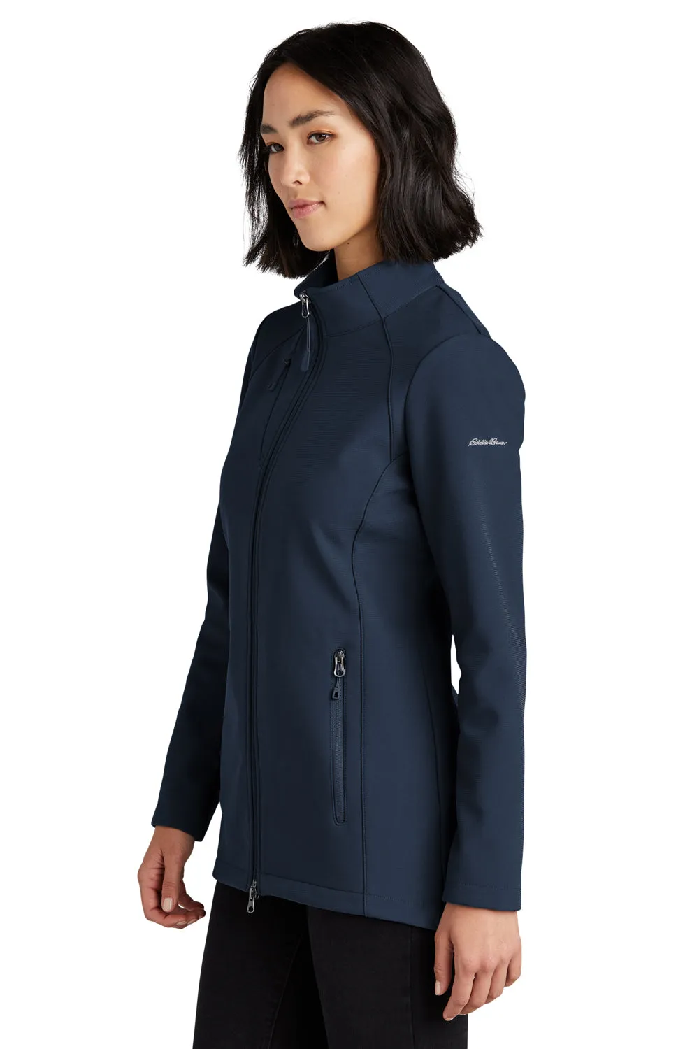 Eddie Bauer Womens Stretch Water Resistant Full Zip Soft Shell Jacket - River Navy Blue