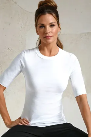 ELBOW SLEEVE CREW IN PIMA COTTON STRETCH CORE COLLECTION