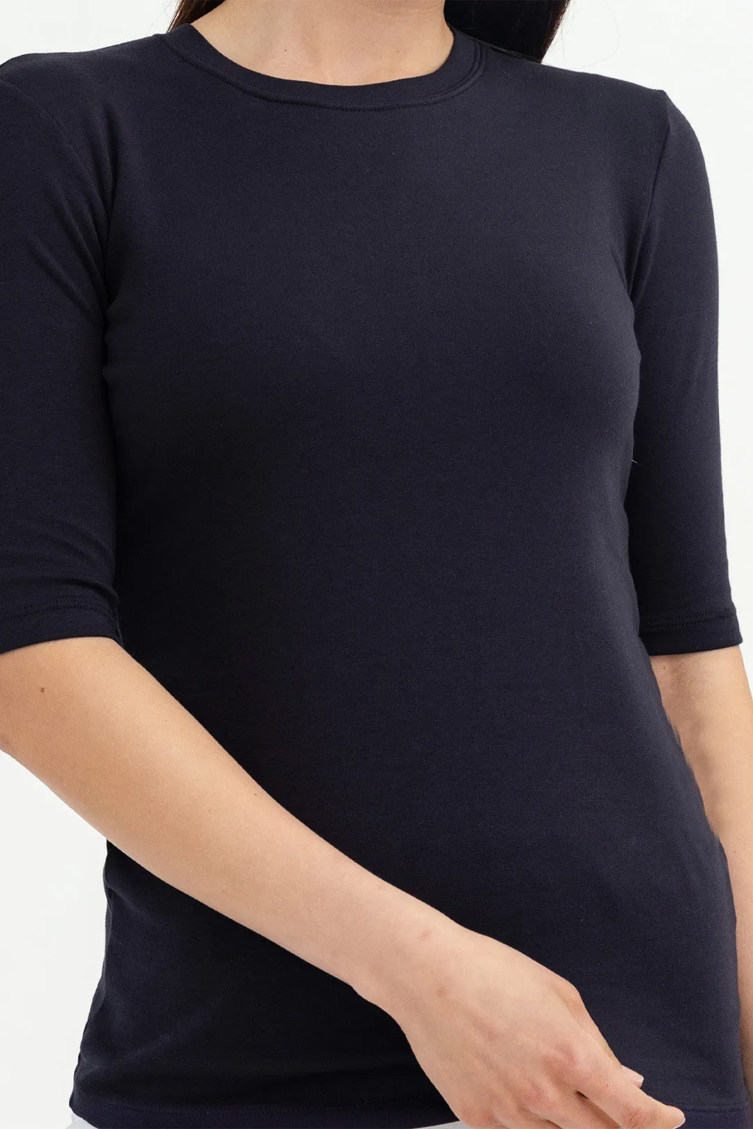 ELBOW SLEEVE CREW IN PIMA COTTON STRETCH CORE COLLECTION