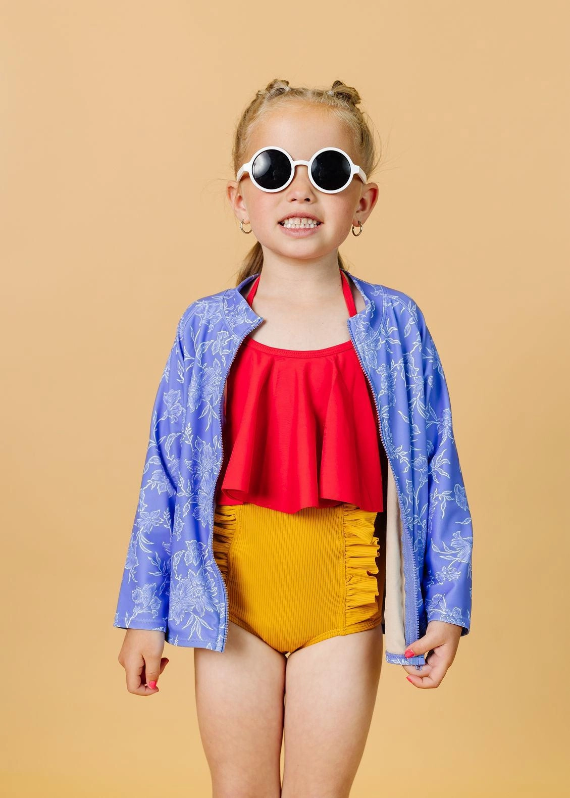 Elegant Floral | Mini Rashguard Top (Unisex) boys summer swimwear, boys rash guard swim sets