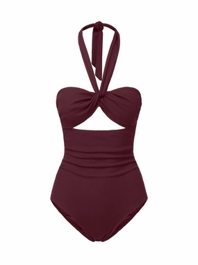 Ella One Piece Auburn Texture fashionable beach swimwear, modern womens bikinis