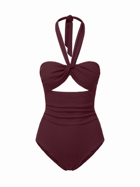 Ella One Piece Auburn Texture high waist swimwear women, swimsuit for women beachwear