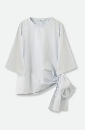 ELNORA CREW SIDE TIE 3/4 SLEEVE SHIRT IN ITALIAN COTTON POPLIN