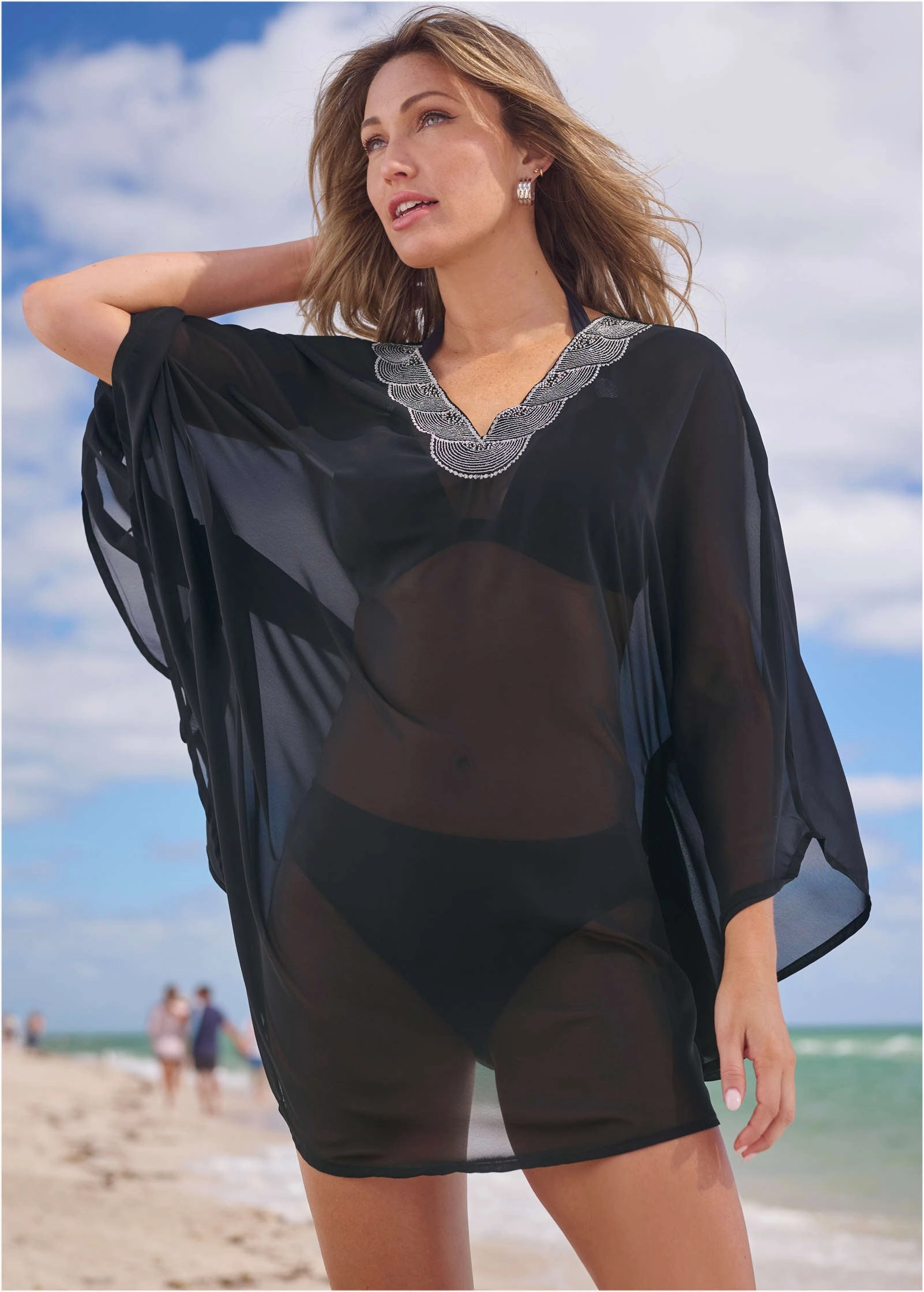 Embellished Tunic Cover-Up - Black Beauty swimwear for all body types, comfortable womens beachwear