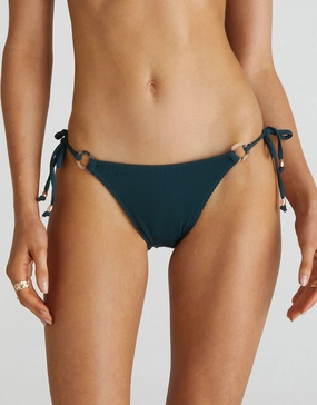 Envy Kylie Tie Side Bikini Pant - Green swim shorts for women, stretch fit swim bottoms