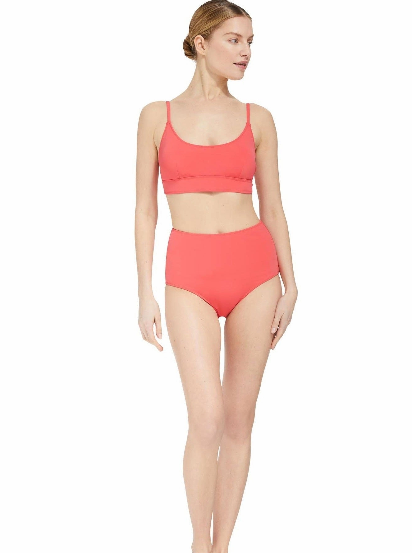 Erika Top   Classic High Waist Bottom in Coral Red