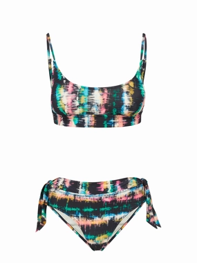 Erika Top   Double Tie Midrise Bottom in Bimini Sky bikini bottom with tie sides, swim top for sunbathing