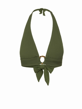 Erin Top Olive Texture high waist swimwear women, swimsuit for women beachwear