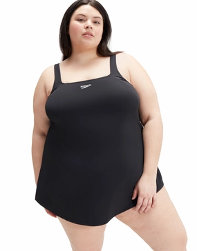 Essential Swim Dress - Black/Plus Size speedo mens swimwear, speedo training swimsuits