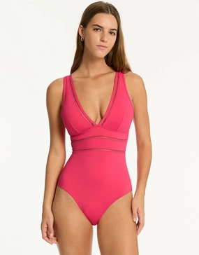 Essentials Edit Spliced Swimsuit - Roseberry tummy control swimwear women, slimming swimsuits