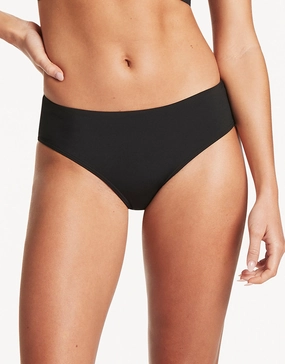 Essentials Mid Bikini Pant - Black adjustable swim bottoms women, flattering bikini bottoms