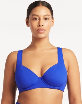 Essentials Underwired C/D Cup Bikini Top - Cobalt full coverage swim tops, cute bikini tops