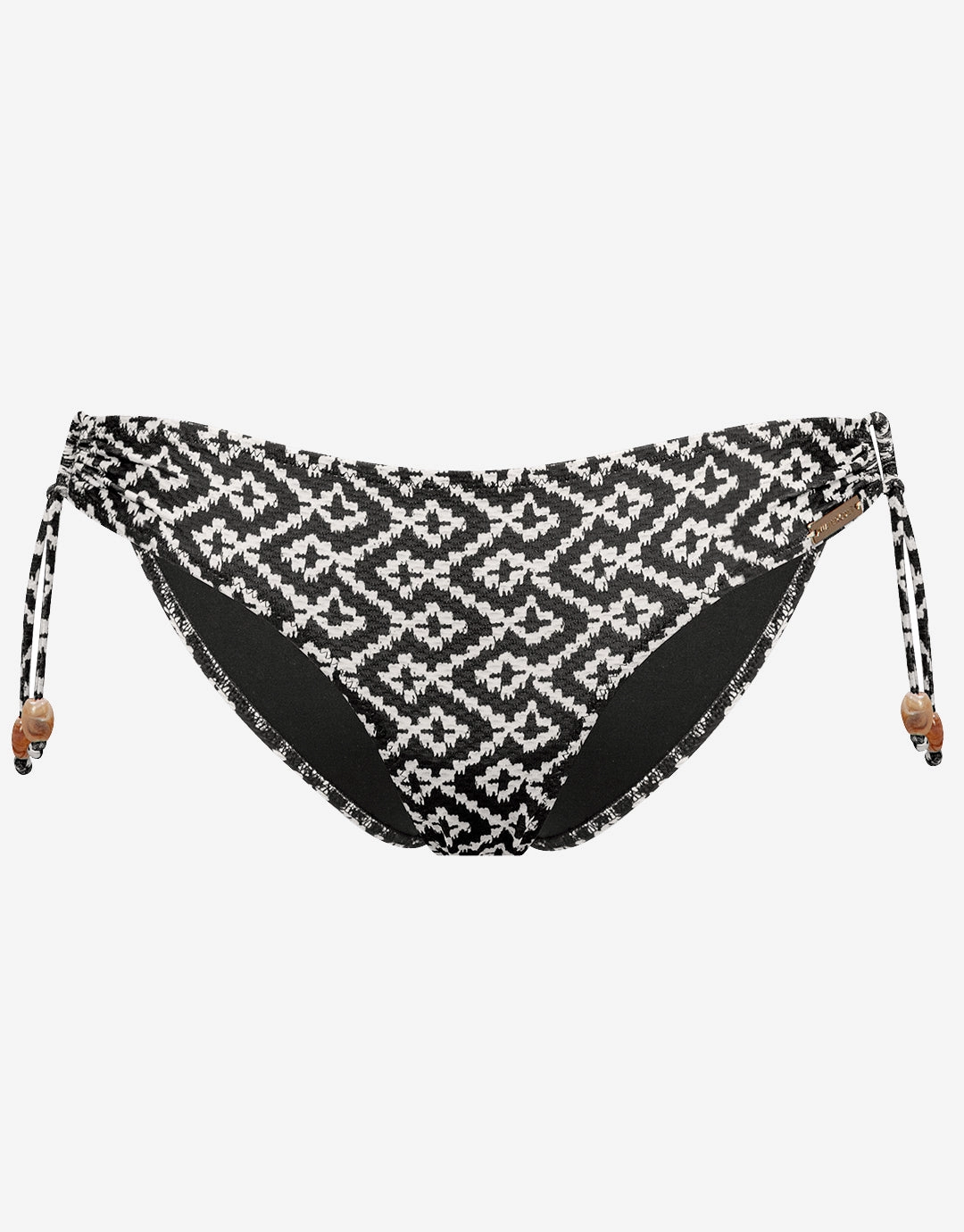 Ethno Craft Tie Side Bikini Pant - Black Canvas swim shorts for women, stretch fit swim bottoms