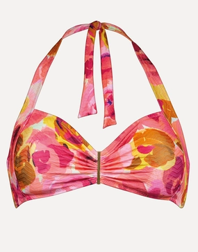 Euphoric Bloomwave Gathered Halter Bikini Top - Sunsoaked Neons full coverage swim tops, cute bikini tops