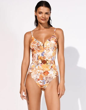 Exuberance Belted Swimsuit - Solar padded swimwear for women, padded bikini tops