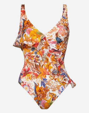 Exuberance Ruffle Swimsuit - Solar cup sized swimwear women, supportive swimsuits for large bust