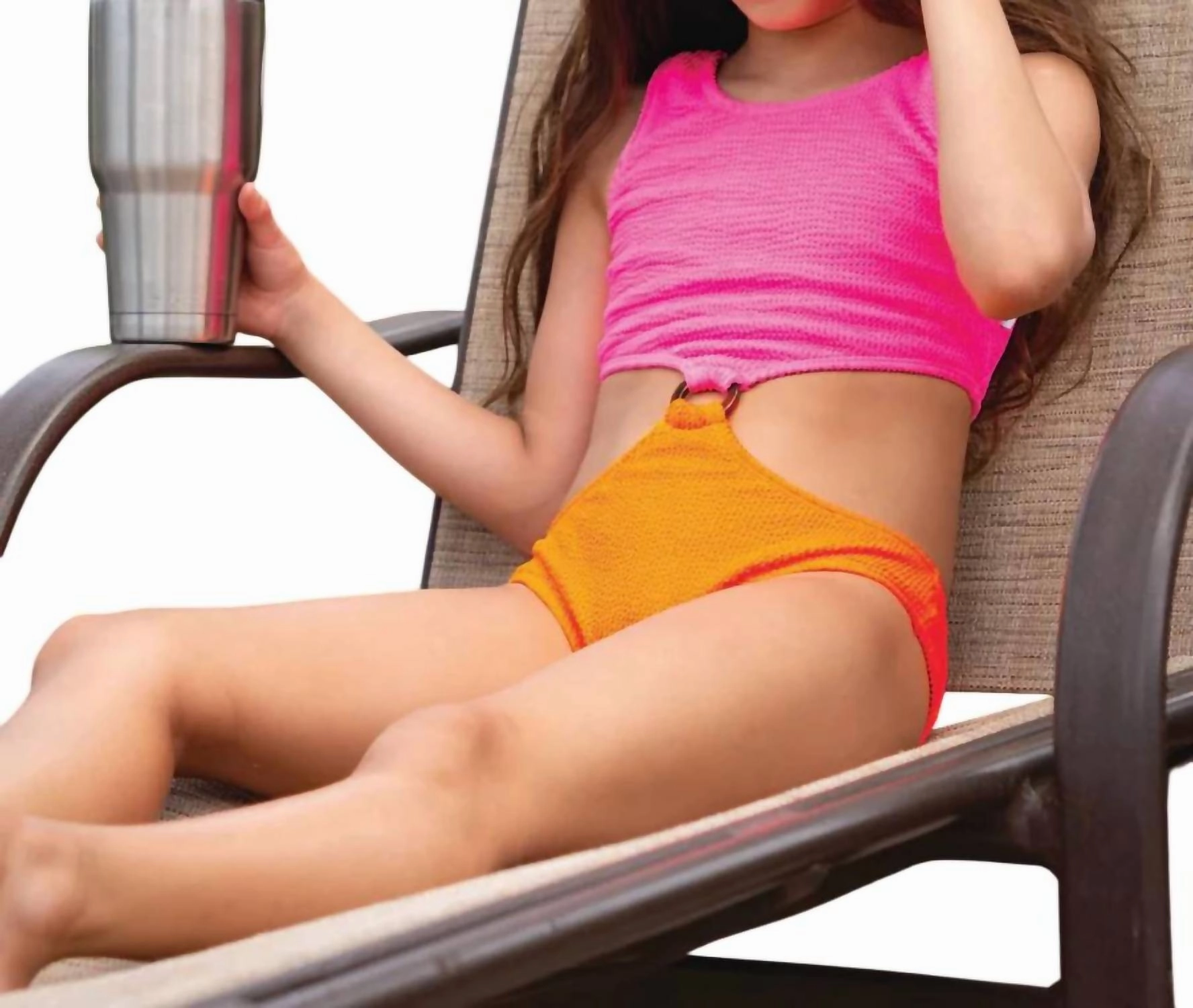 Felicity Crinkle One Piece Swimsuit In Tankini Pink Orange