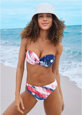 Fiji Moderate Bottom - Boardwalk Flag Small modest swim bottoms women, comfortable bikini bottoms