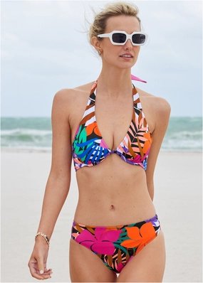 Fiji Moderate Bottom - Tropical Floral Small modest swim bottoms women, comfortable bikini bottoms