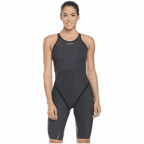 FINIS Rival 2.0 Open Back Women's Kneeskin - Grey/Black swim training suits women, performance one piece swimsuits