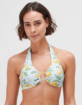Fior di Limone Underwired Halter Bikini Top - Sorrento Sky full coverage swim tops, cute bikini tops