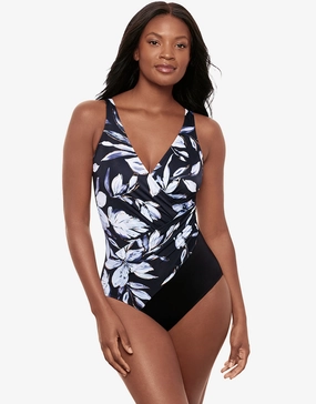 Fiore Di Luna Oceanus Swimsuit - Black White womens resort swimwear, flattering one-piece swimsuits