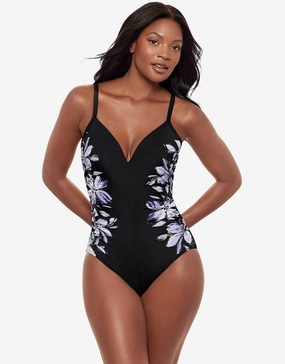 Fiore Di Luna Temptation Swimsuit - Black White tummy control swimwear women, slimming swimsuits