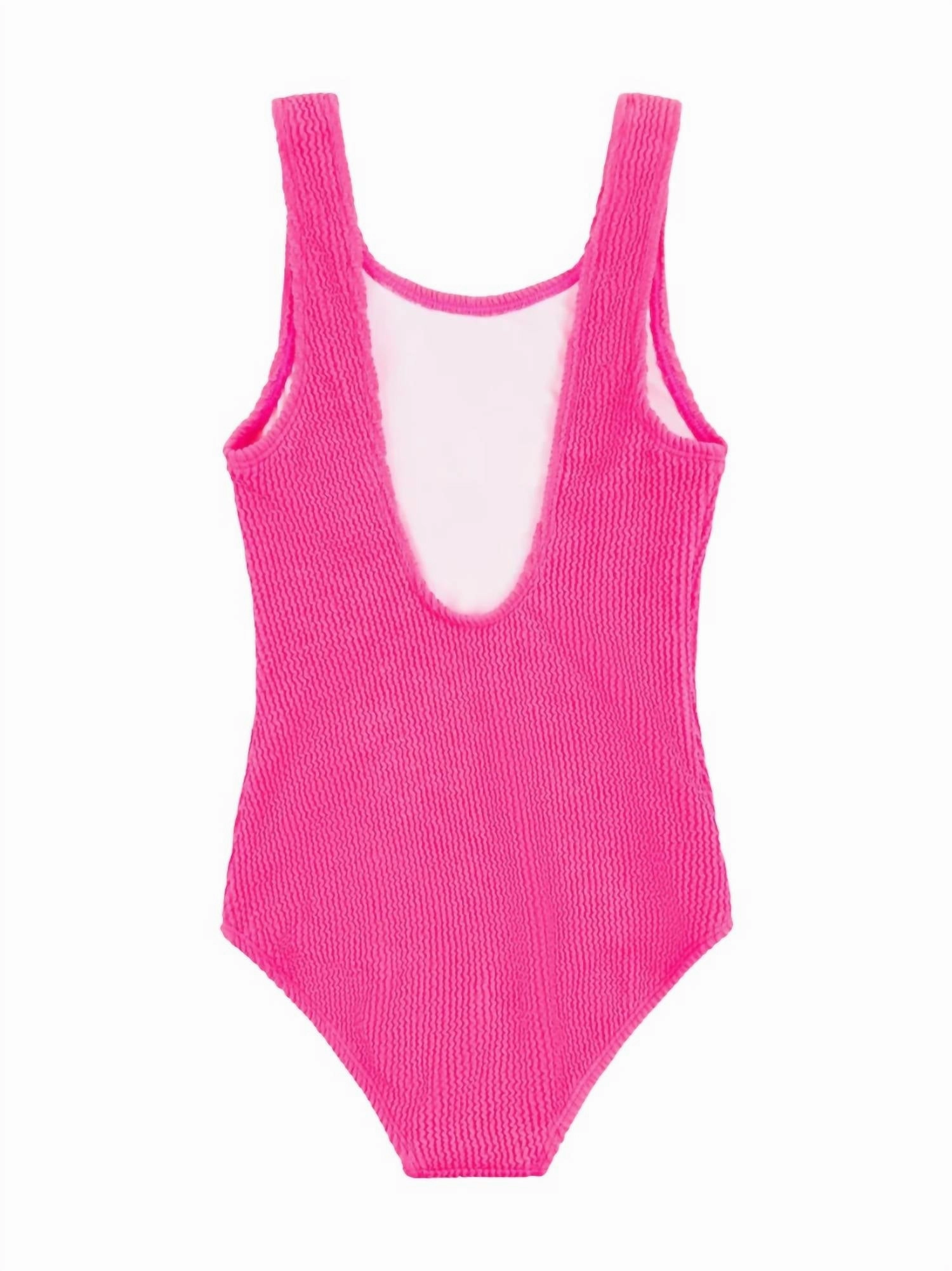Fiorella Crinkle 1 Piece Swimsuit In Neon Pink