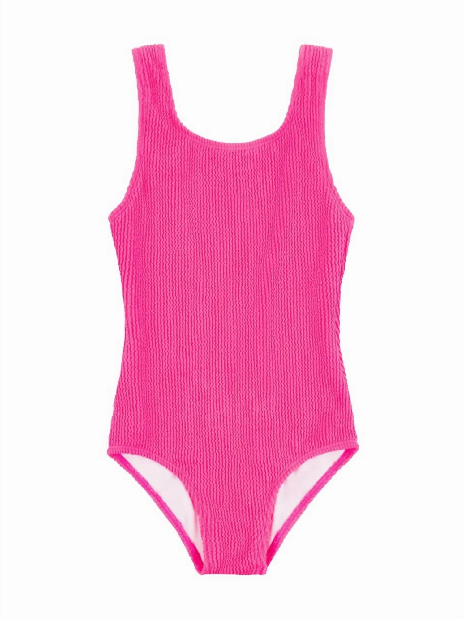 Fiorella Crinkle 1 Piece Swimsuit In Neon Pink