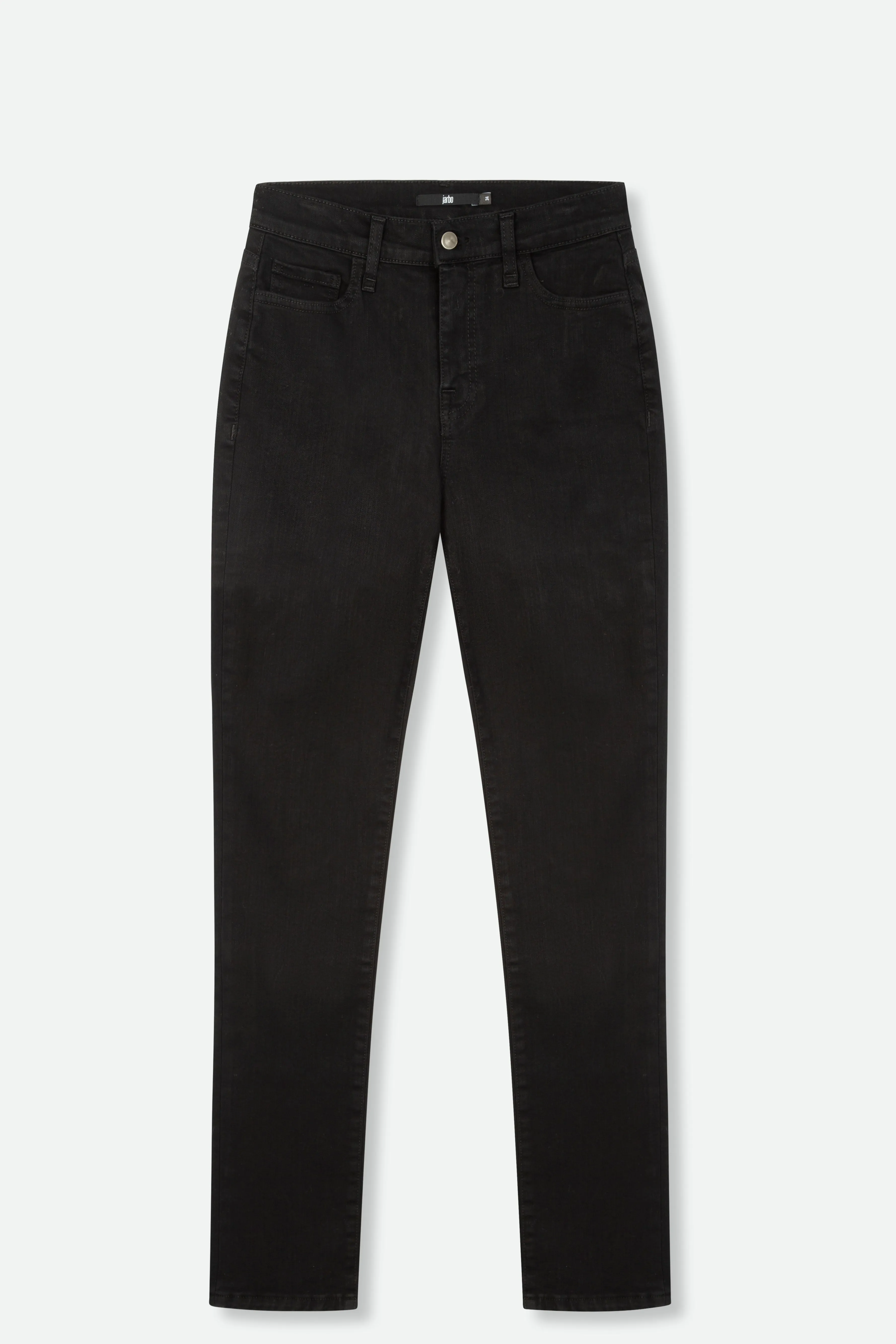 FIVE POCKET IN STRETCH BLACK OVER-DYED INDIGO DENIM