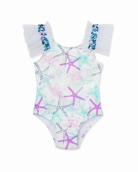 Flapdoodles Starfish One-Piece cute swimsuits for teen girls, modest teen swimwear