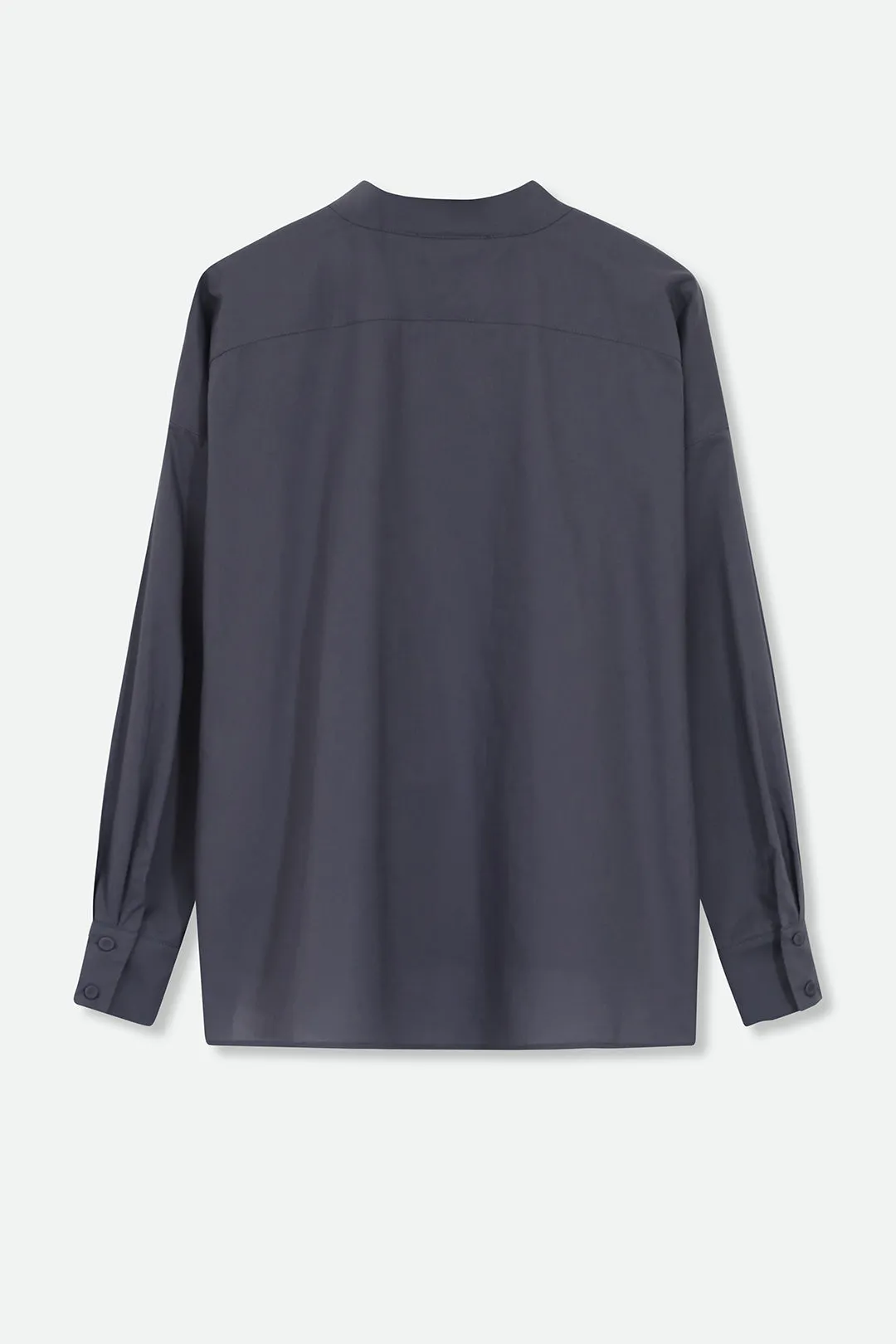 FLEUR RUFFLE SHIRT IN COTTON SLATE GREY