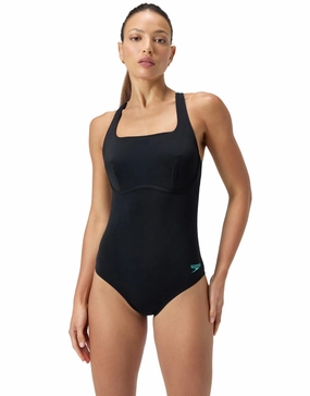 Flex Band Swimsuit with Swim Bra - Black/Turquoise speedo mens swimwear, speedo training swimsuits