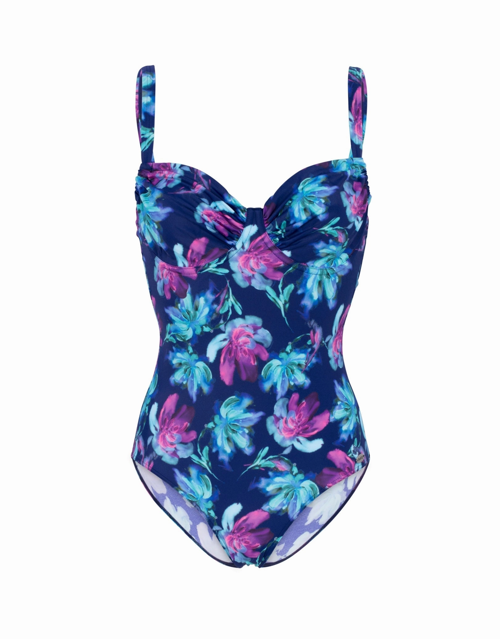 Floral Adjustable Swimsuit - Navy/Purple fashy swimwear collection, fashy thermal swimwear