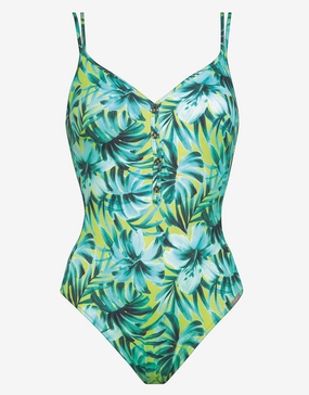 Floral Flashback Underwired Swimsuit - Aquatic Green cup sized swimwear women, supportive swimsuits for large bust