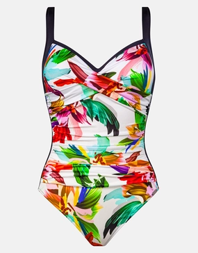 Floral Rainbows Twist Front Swimsuit cup sized swimwear women, supportive swimsuits for large bust